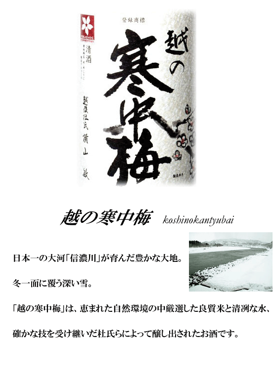 日本酒 長者盛 越の寒中梅 金ラベル 純米吟醸1800ml 新潟銘醸 新潟県 小千谷市 新潟の地酒 たいせいや